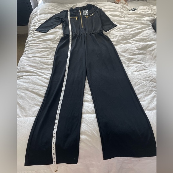 Boston Proper Beyond Travel long sleeve jumpsuit black with gold accent | M - Picture 10 of 10